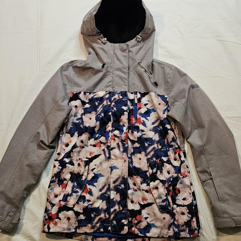 Roxy Jetty Block Ski/Snowboard Gray And Floral Jacket Size Small